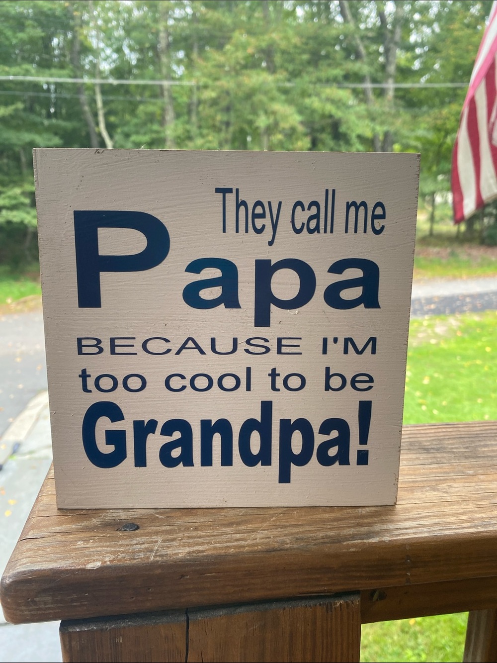 Papa Sign - Navy on White Wooden Plaque